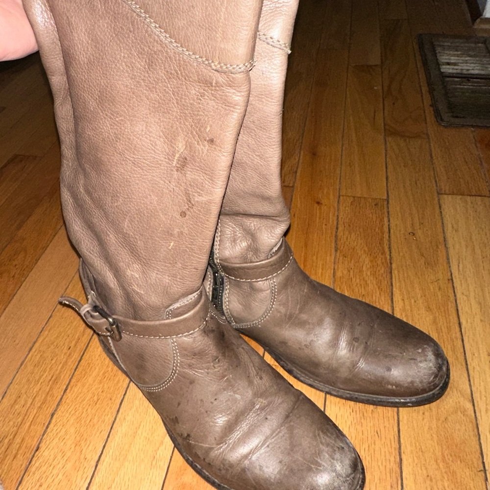 Frye Tan Leather Heeled Boots